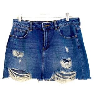PacSun Distressed Denim Mini Jean Skirt, Juniors Size 28/9